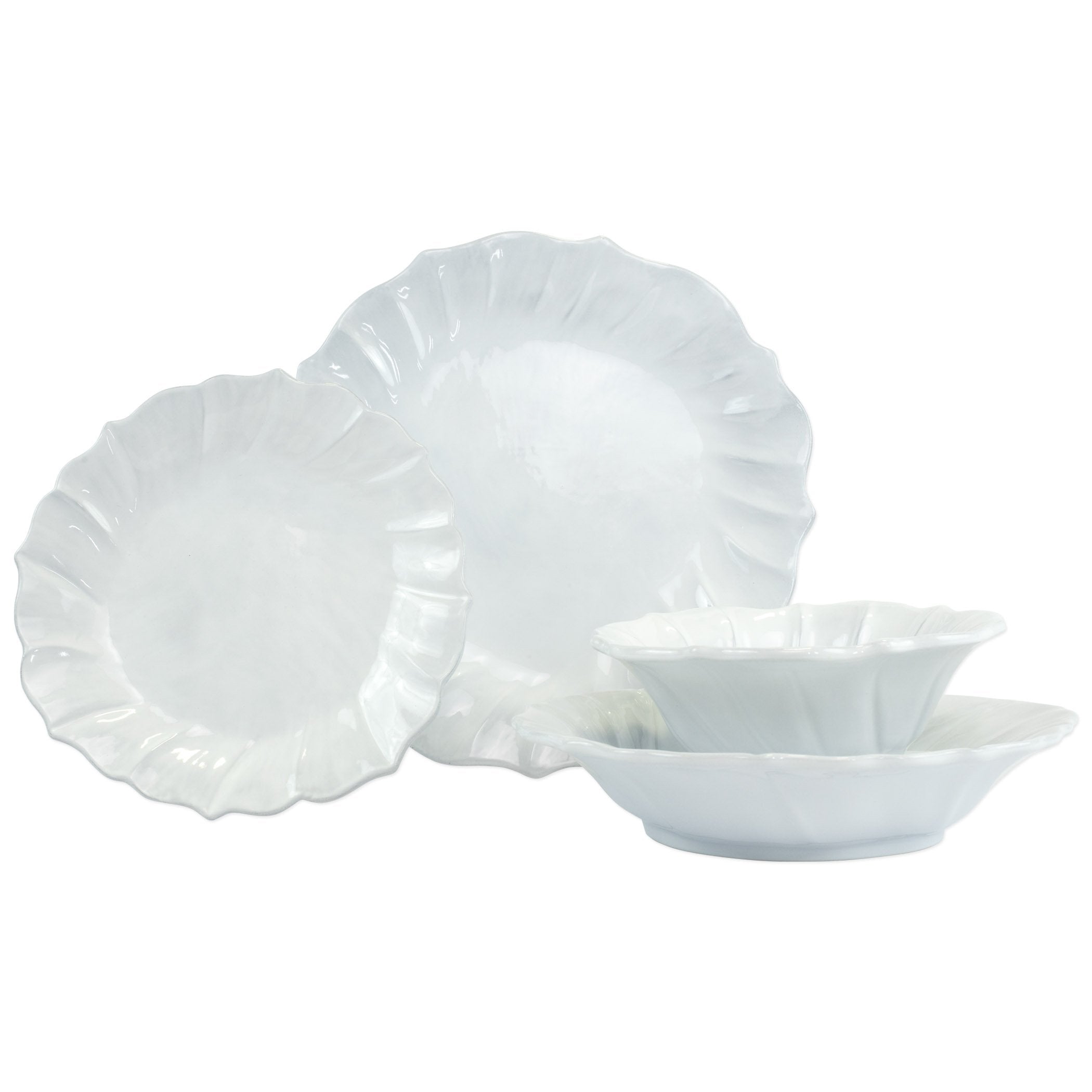 White Ruffle 5-Piece Bakeware Set