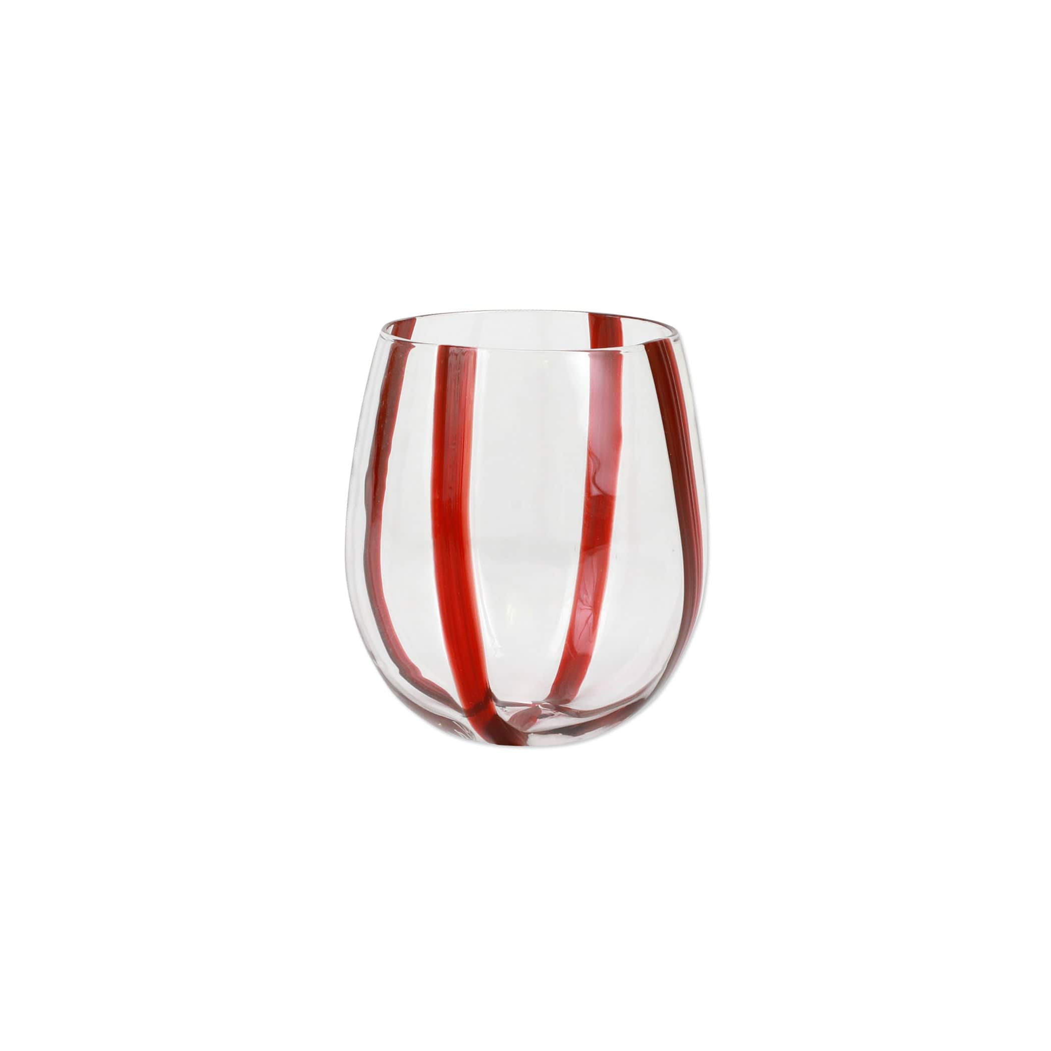 Candy Cane Stemless Wine Glasses ~ Set of 4