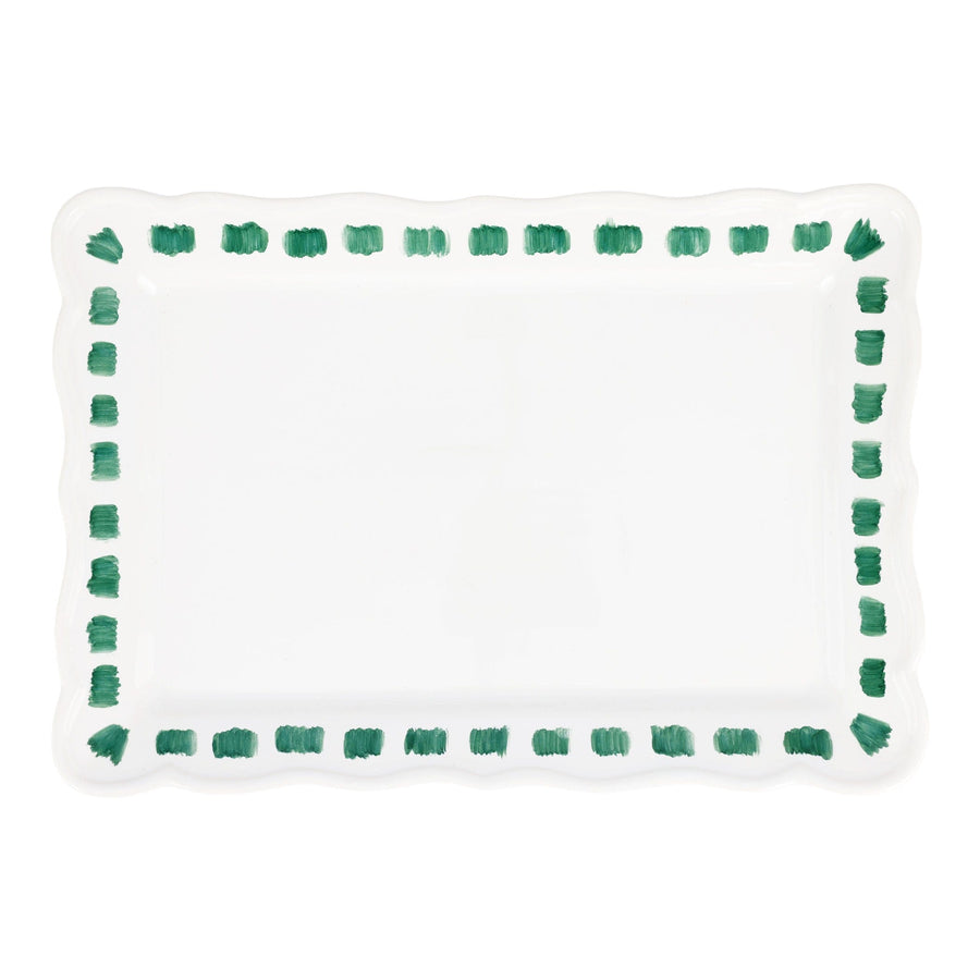 Lisbon Green Stitch Rectangular Platter