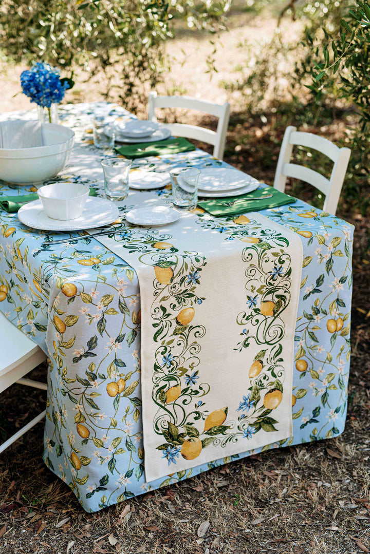 Tavola Lemons with Flowers Tablecloth Alternate View 1