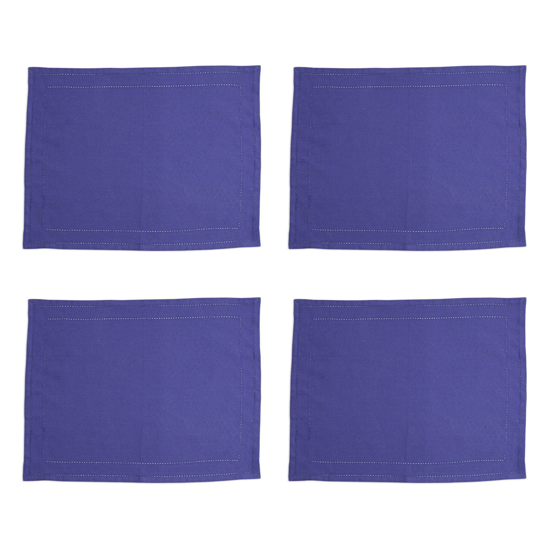 Cotone Linens Cobalt Placemats with Double Stitching - Set of 4