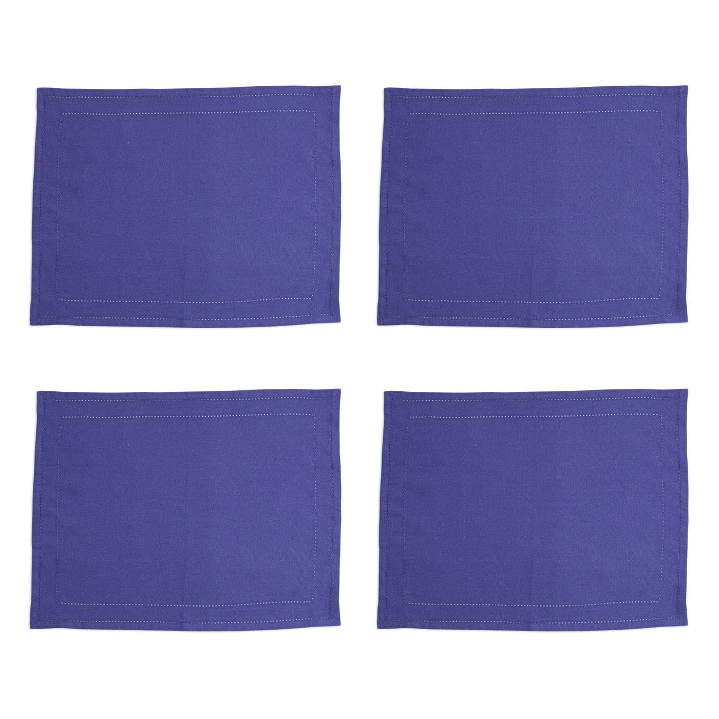 Cotone Linens Cobalt Placemats with Double Stitching - Set of 4