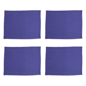 Cotone Linens Cobalt Placemats with Double Stitching - Set of 4