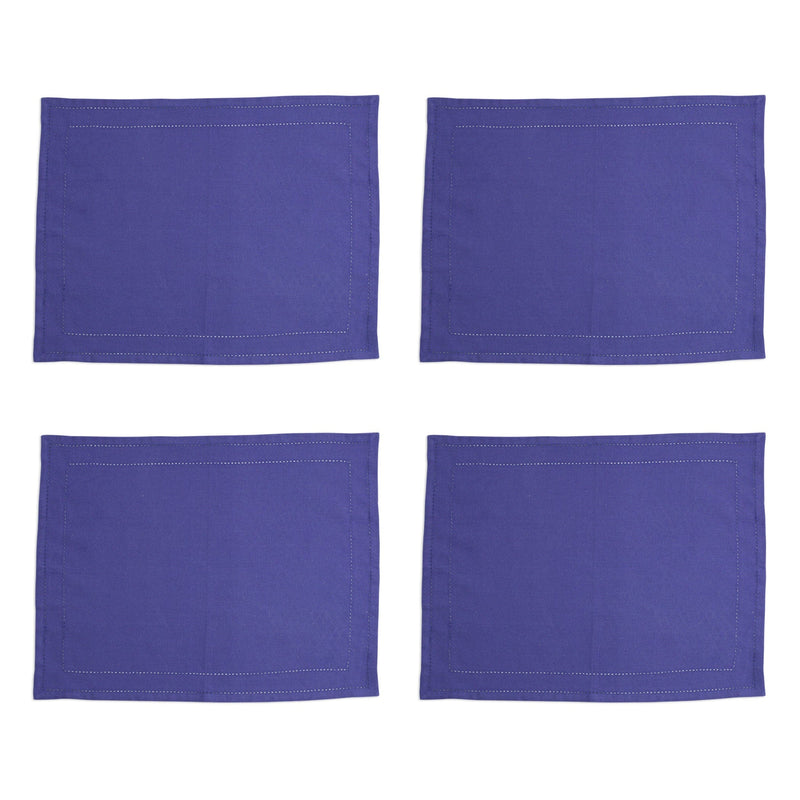 Cotone Linens Cobalt Placemats with Double Stitching - Set of 4