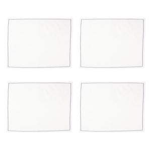 Cotone Linens Ivory Placemats with Cobalt Stitching - Set of 4