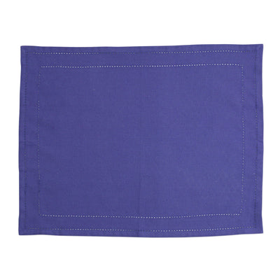 Cotone Linens Cobalt Placemats with Double Stitching - Set of 4