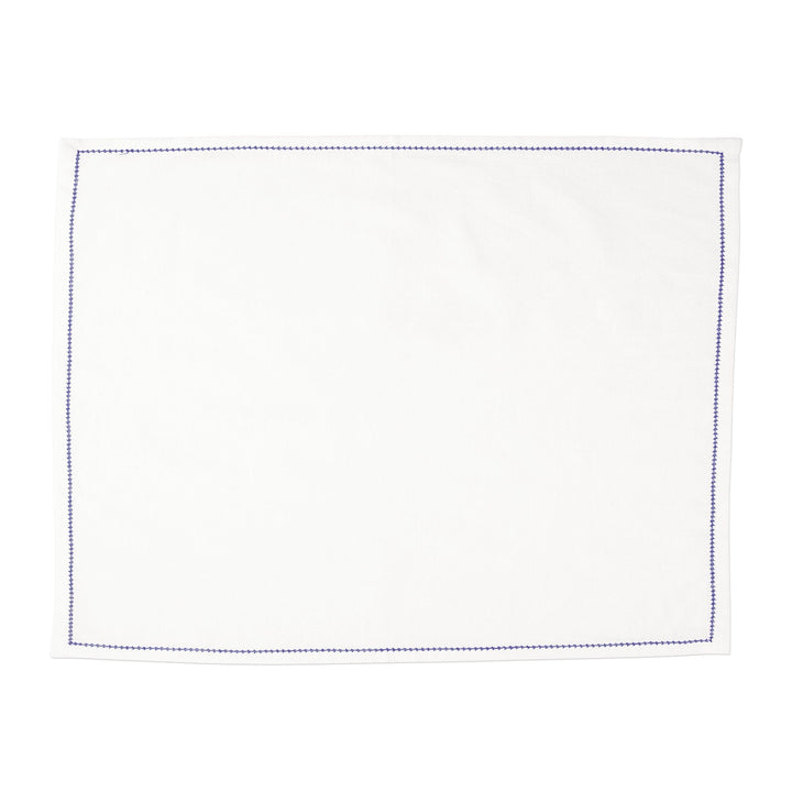 Cotone Linens Ivory Placemats with Cobalt Stitching - Set of 4