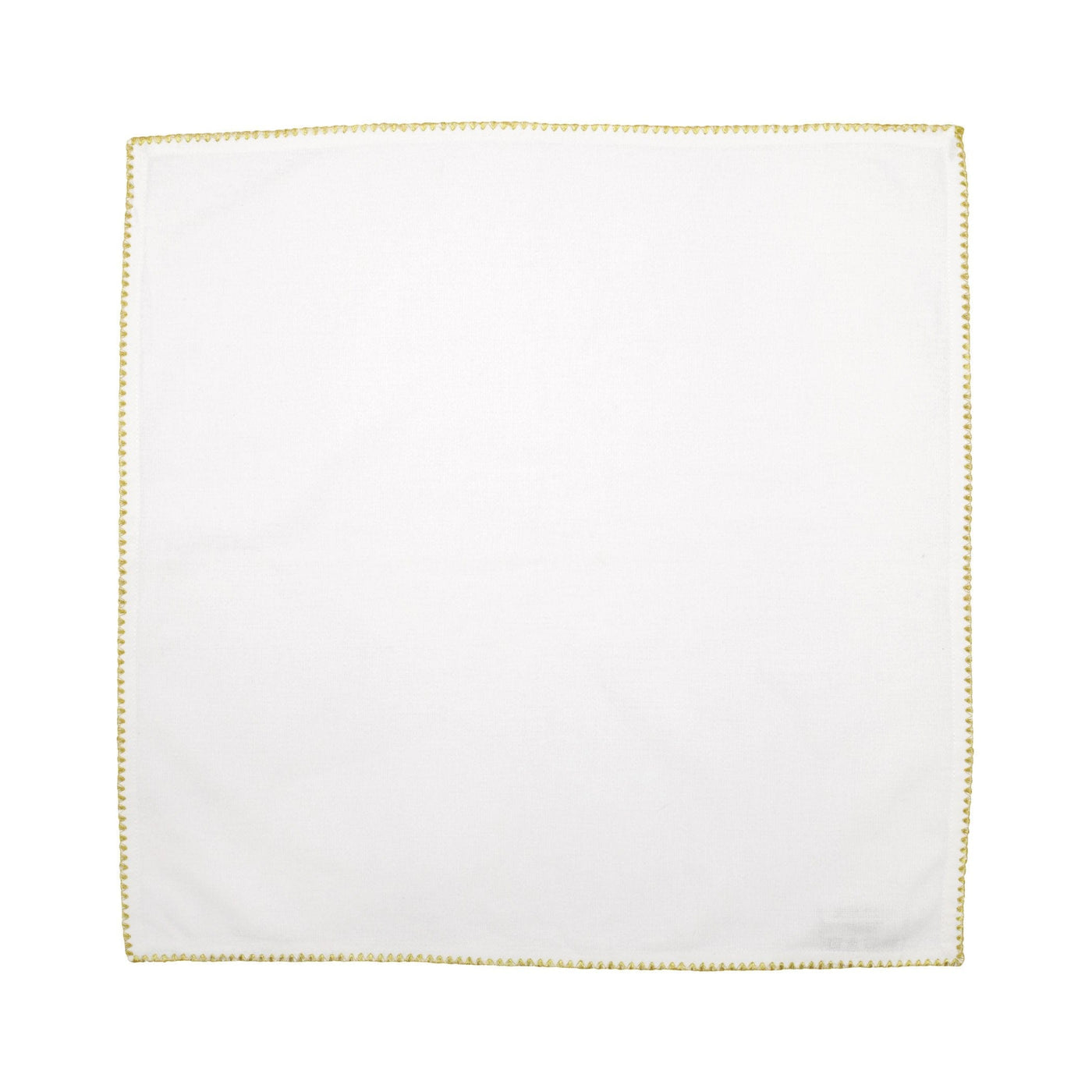 Cotone Linens Ivory Napkins with Stitching - Set of 4 Gold