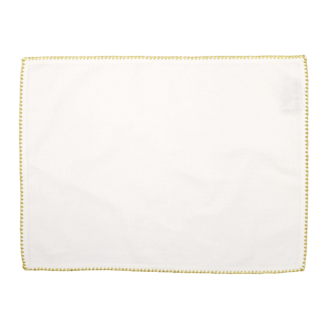 Cotone Linens Ivory Placemats with Gold Stitching - Set of 4 by VIETRI