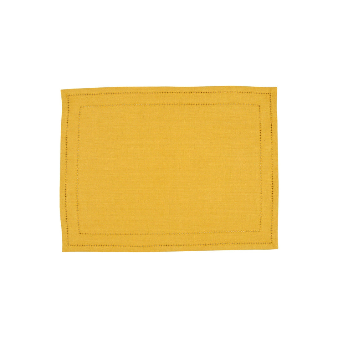 Cotone Linens Mustard Placemats with Double Stitching - Set of 4