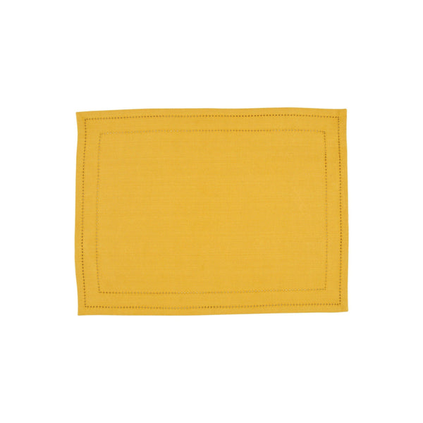 Cotone Linens Mustard Placemats with Double Stitching - Set of 4