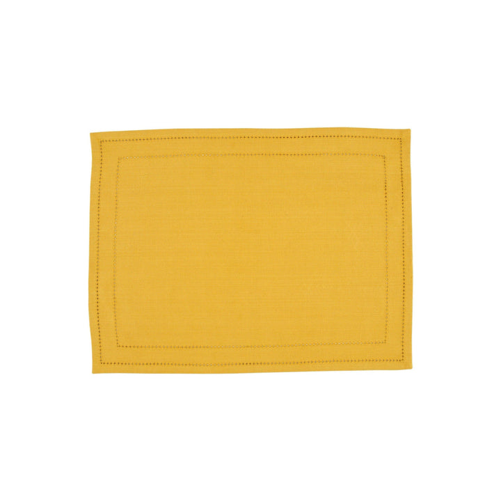 Cotone Linens Mustard Placemats with Double Stitching - Set of 4