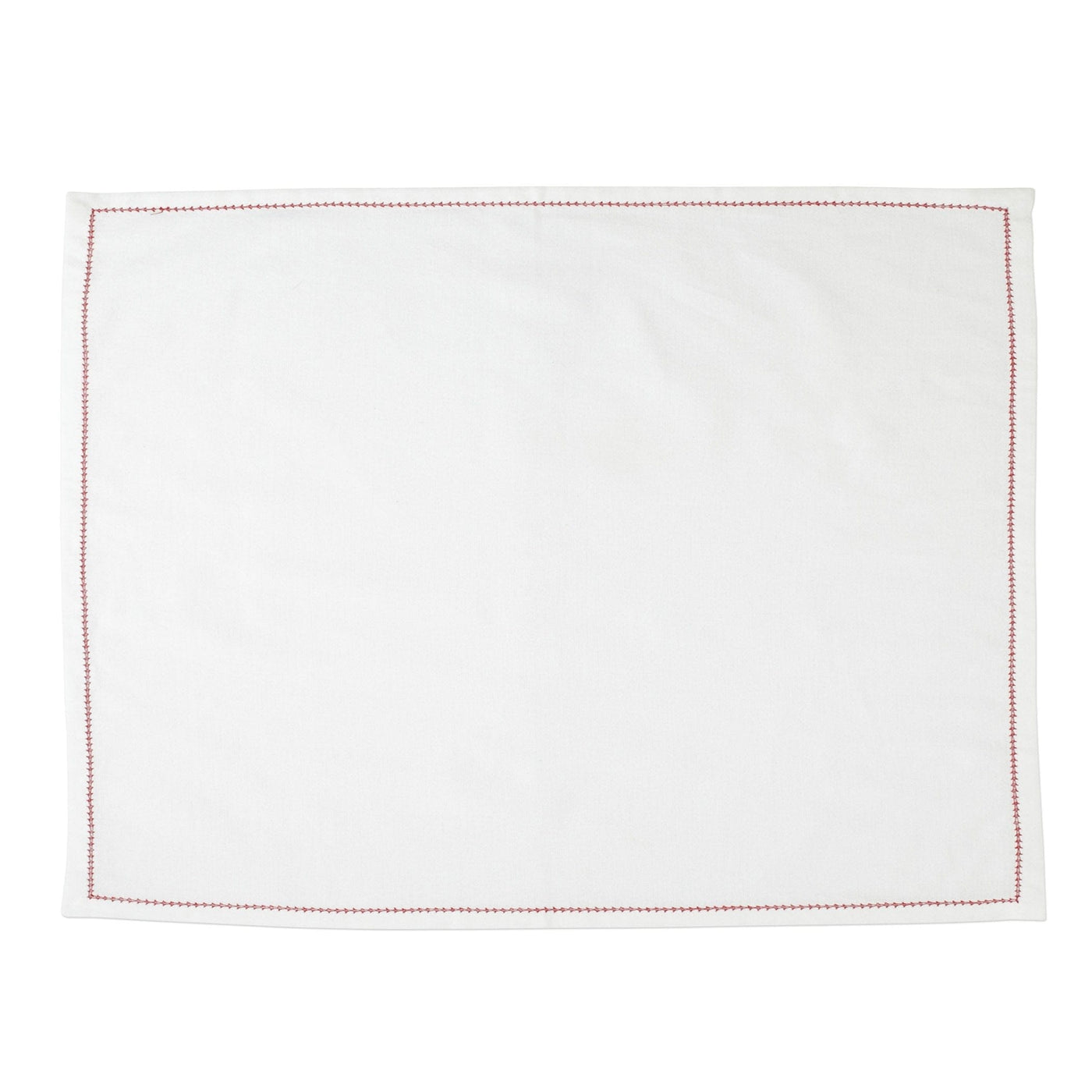 Cotone Linens Ivory Placemats with Red Stitching - Set of 4