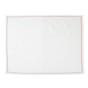 Cotone Linens Ivory Placemats with Red Stitching - Set of 4