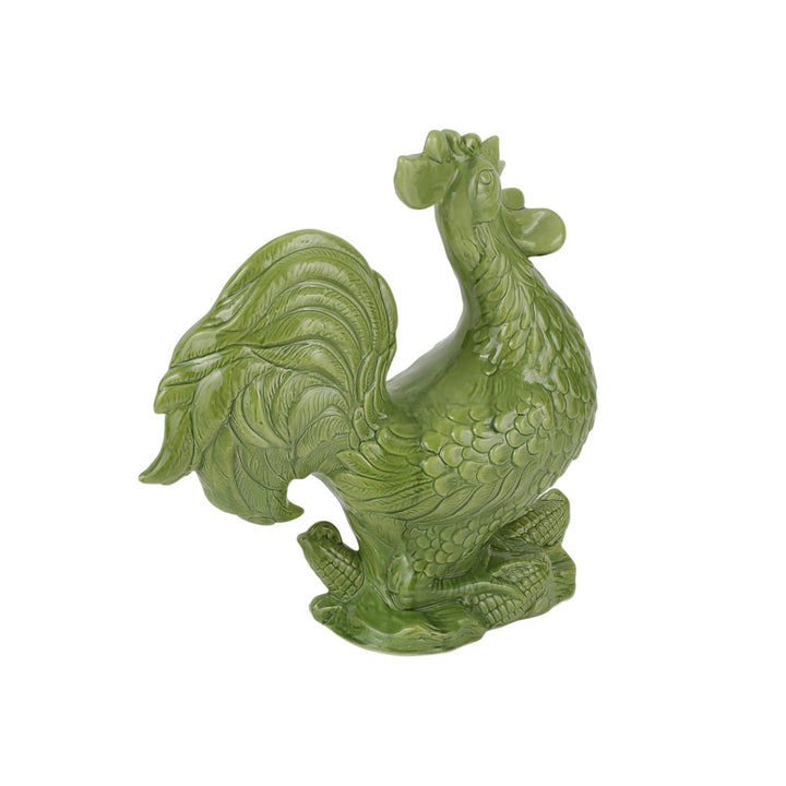 Figural Garden Rooster - Green