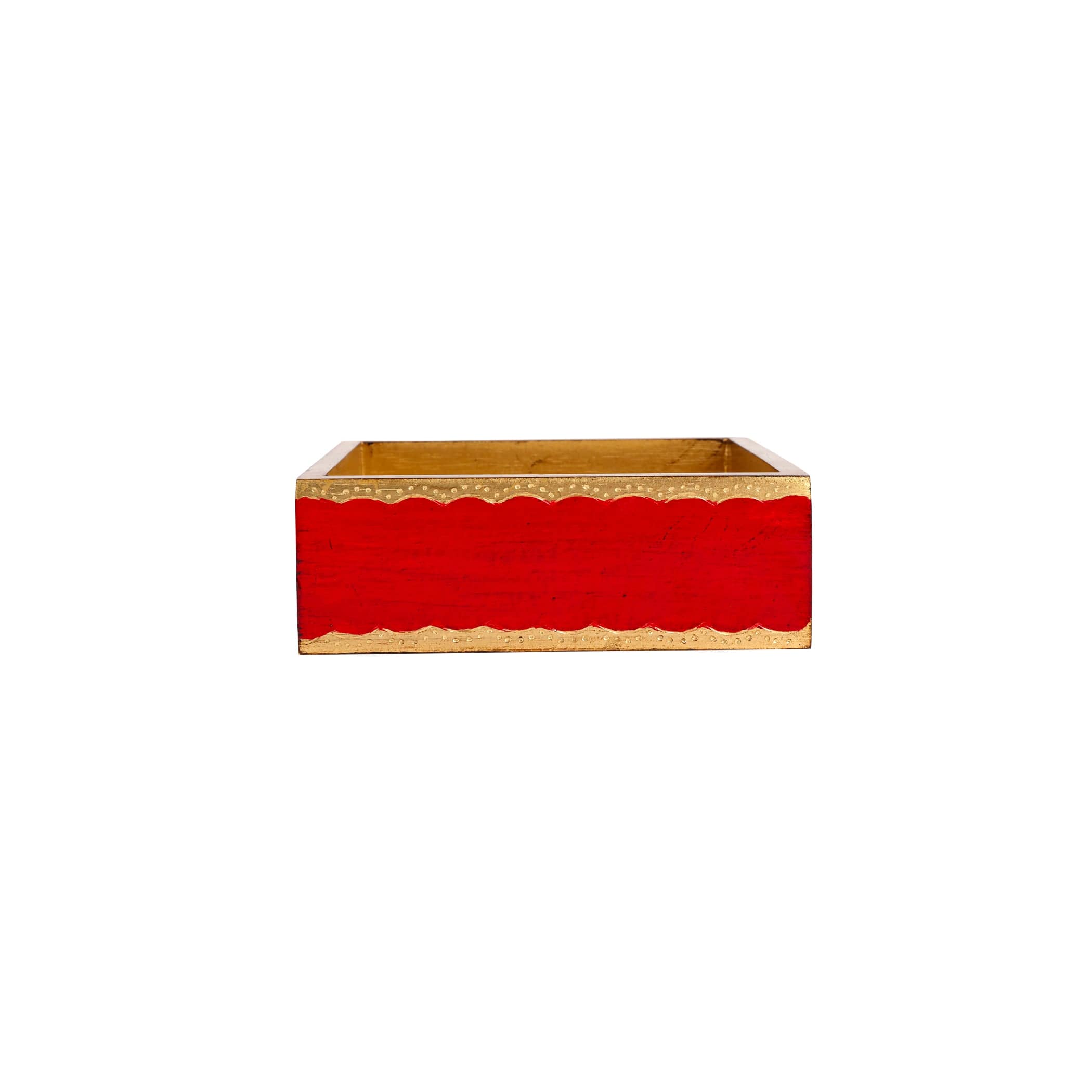 FLORENTINE Gold with Red CUBESHAPED Footed good Tissue BOX by Labrazel