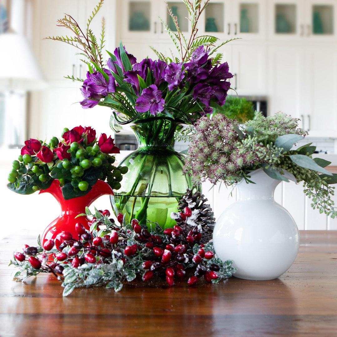 Hibiscus Glass Red Bud Vase