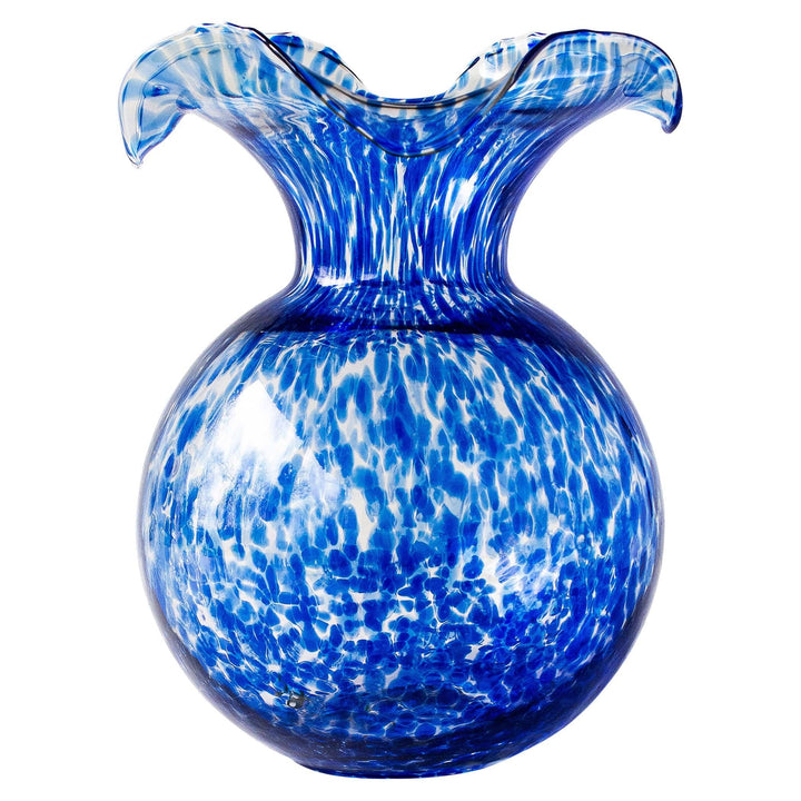 Hibiscus Glass Cobalt Tortoiseshell Large Fluted Vase