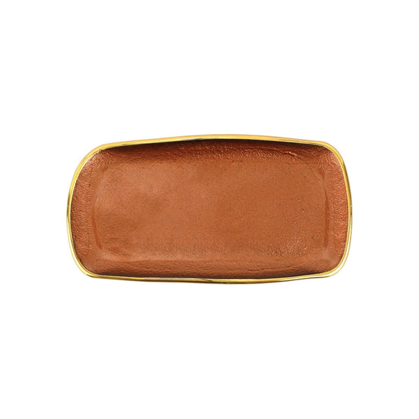 Metallic Glass Copper Rectangular Tray