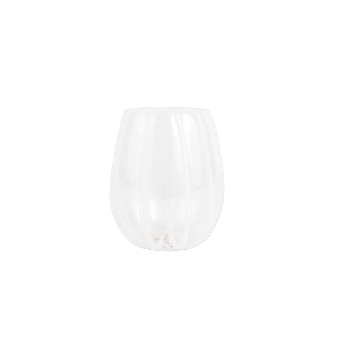 Nuovo Stripe White Stemless Wine Glass