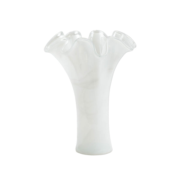 Onda Glass White Short Vase