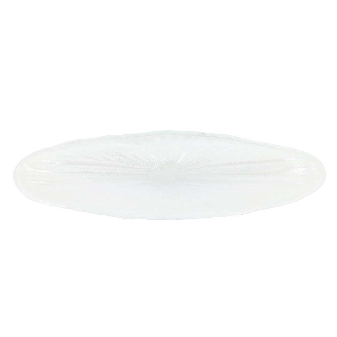 Onda Glass White Long Oval Bowl