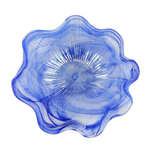 Onda Glass Cobalt Ruffled Round Bowl