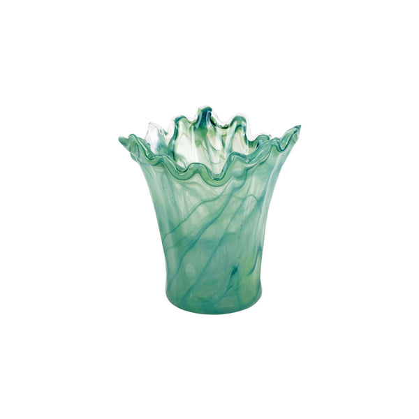 Onda Glass Green Short Vase