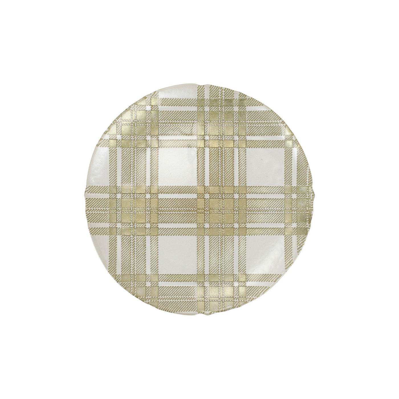 Plaid Glass White Dinner Plate