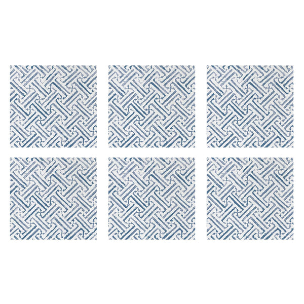 Papersoft Napkins Greek Key Blue Cocktail Napkins (Pack of 20) - Set of 6