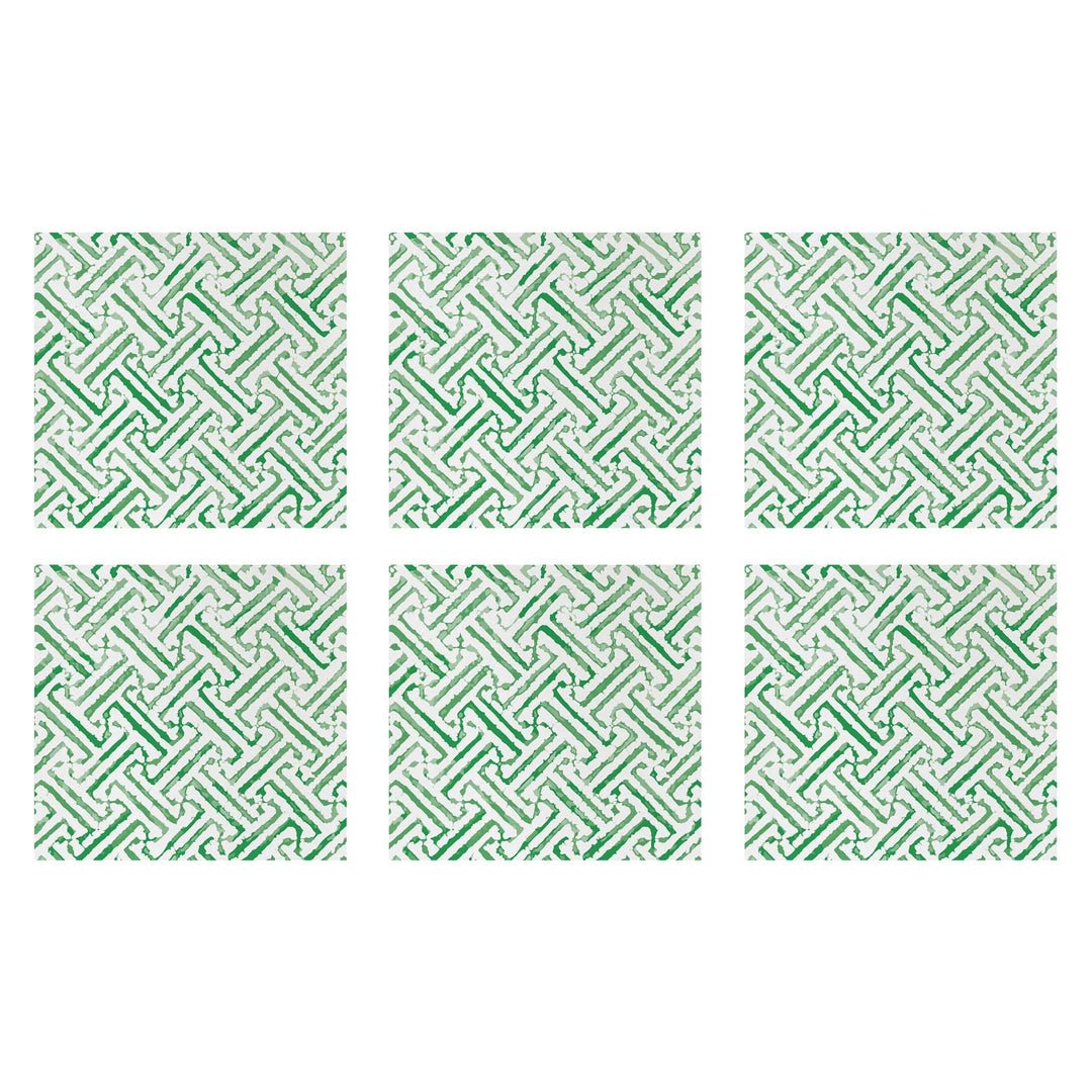 Papersoft Napkins Greek Key Green Cocktail Napkins (Pack of 20) - Set of 6