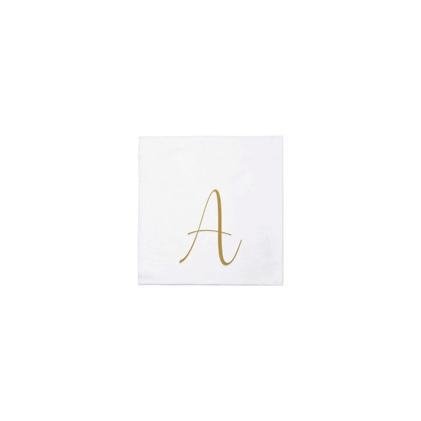 Papersoft Napkins Gold Monogram Cocktail Napkins - A (Pack of 20)