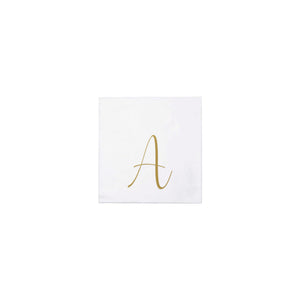 Papersoft Napkins Gold Monogram Cocktail Napkins - A (Pack of 20)