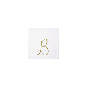 Papersoft Napkins Gold Monogram Cocktail Napkins - B (Pack of 20)