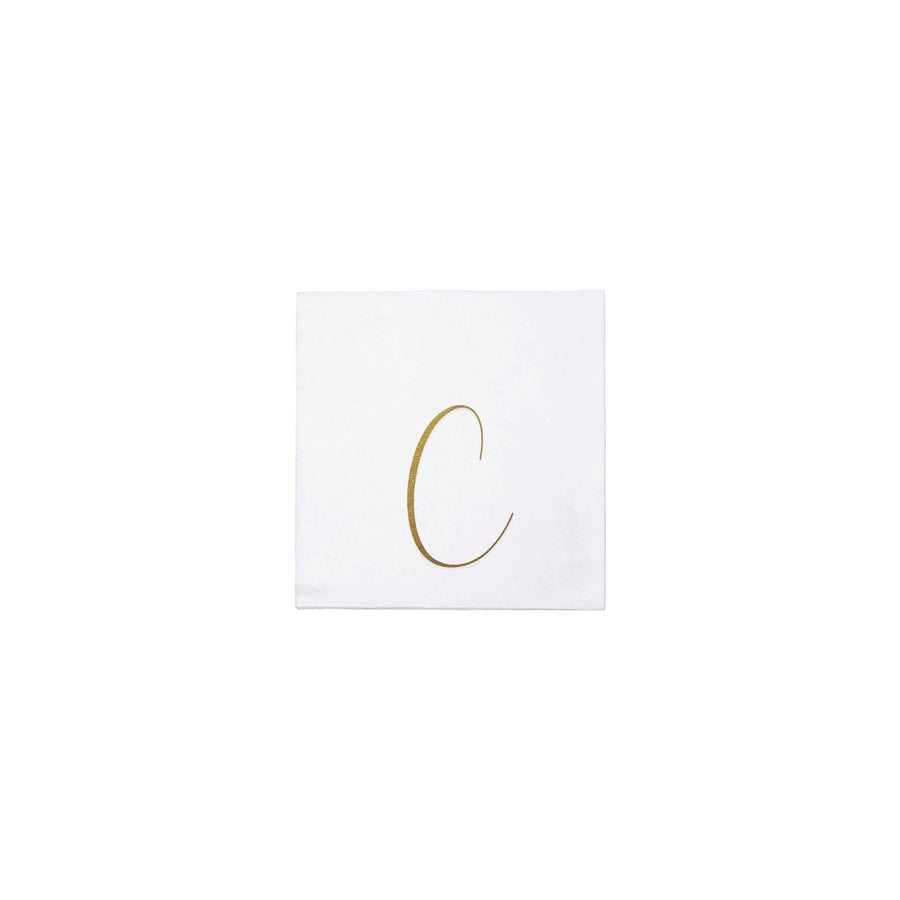 Papersoft Napkins Gold Monogram Cocktail Napkins - C (Pack of 20)