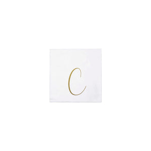 Papersoft Napkins Gold Monogram Cocktail Napkins - C (Pack of 20)