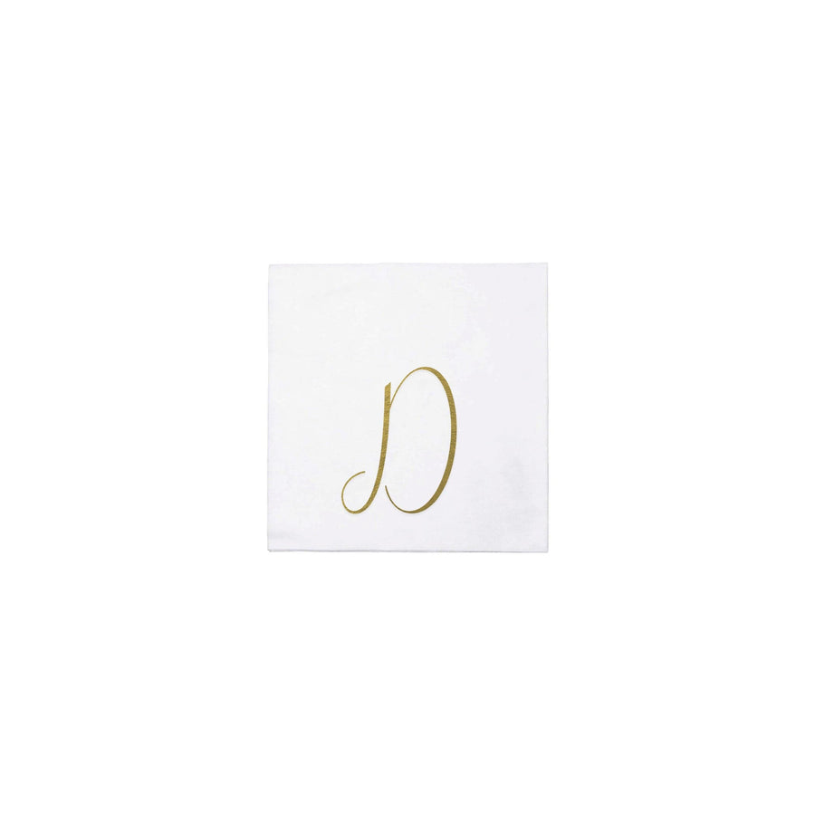 Papersoft Napkins Gold Monogram Cocktail Napkins - D (Pack of 20)