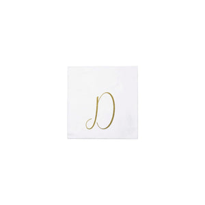 Papersoft Napkins Gold Monogram Cocktail Napkins - D (Pack of 20)