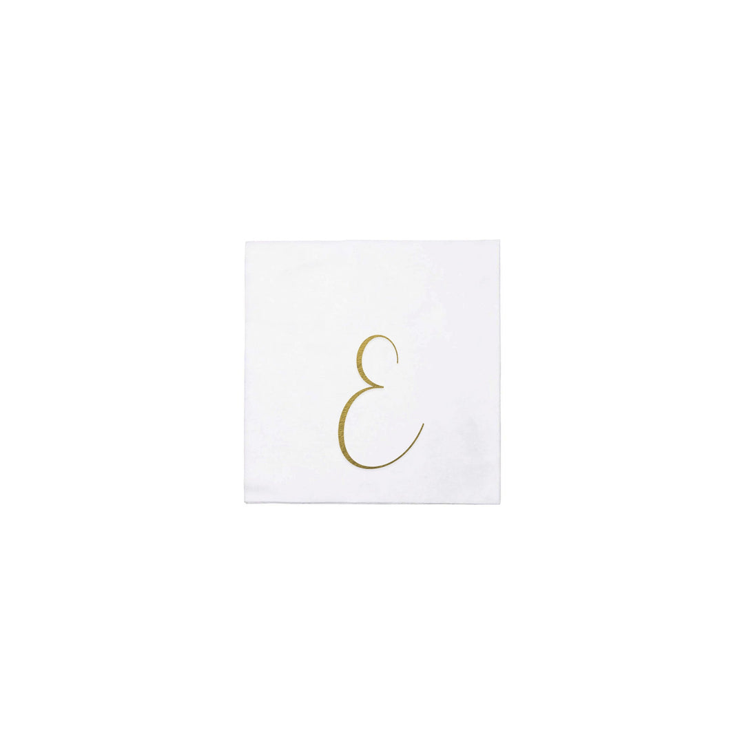 Papersoft Napkins Gold Monogram Cocktail Napkins - E (Pack of 20)