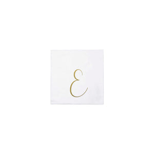 Papersoft Napkins Gold Monogram Cocktail Napkins - E (Pack of 20)