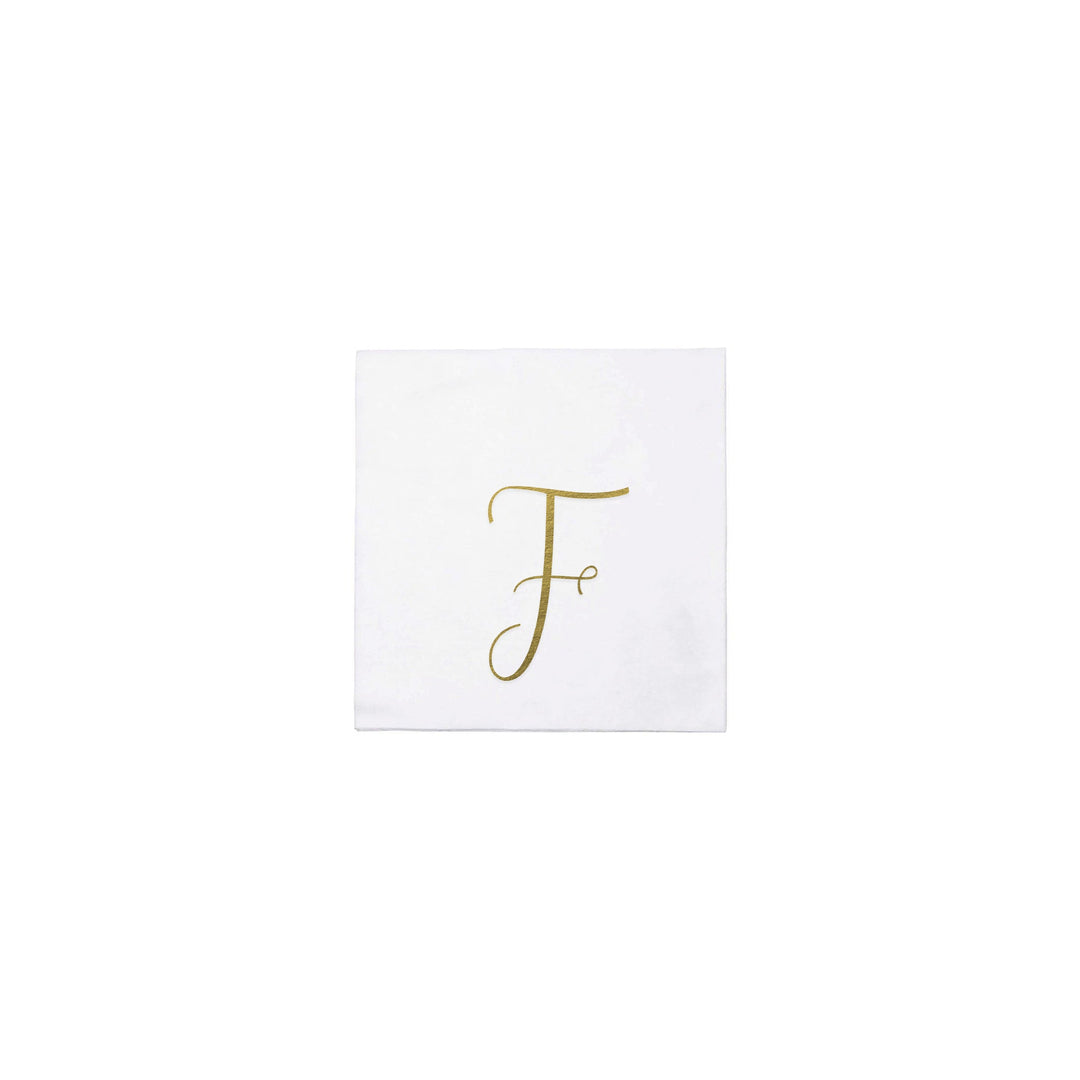 Papersoft Napkins Gold Monogram Cocktail Napkins - F (Pack of 20)