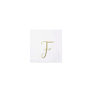 Papersoft Napkins Gold Monogram Cocktail Napkins - F (Pack of 20)