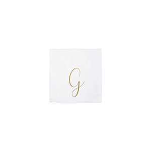 Papersoft Napkins Gold Monogram Cocktail Napkins - G (Pack of 20)