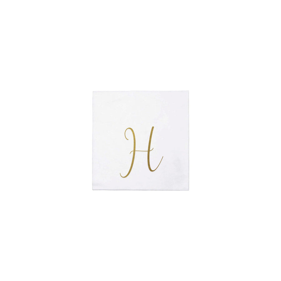 Papersoft Napkins Gold Monogram Cocktail Napkins - H (Pack of 20)