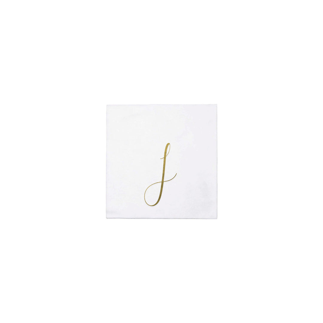 Papersoft Napkins Gold Monogram Cocktail Napkins - J (Pack of 20)