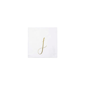 Papersoft Napkins Gold Monogram Cocktail Napkins - J (Pack of 20)