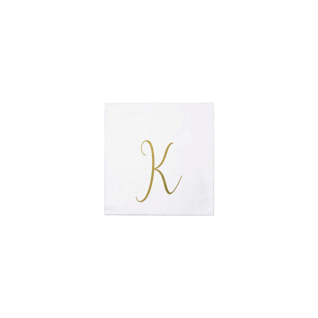 Papersoft Napkins Gold Monogram Cocktail Napkins - K (Pack of 20)