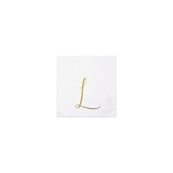 Papersoft Napkins Gold Monogram Cocktail Napkins - L (Pack of 20)