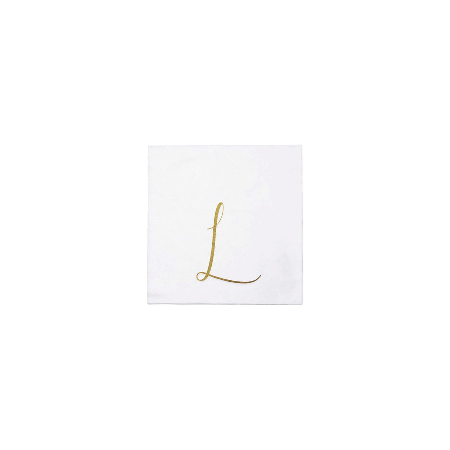 Papersoft Napkins Gold Monogram Cocktail Napkins - L (Pack of 20)