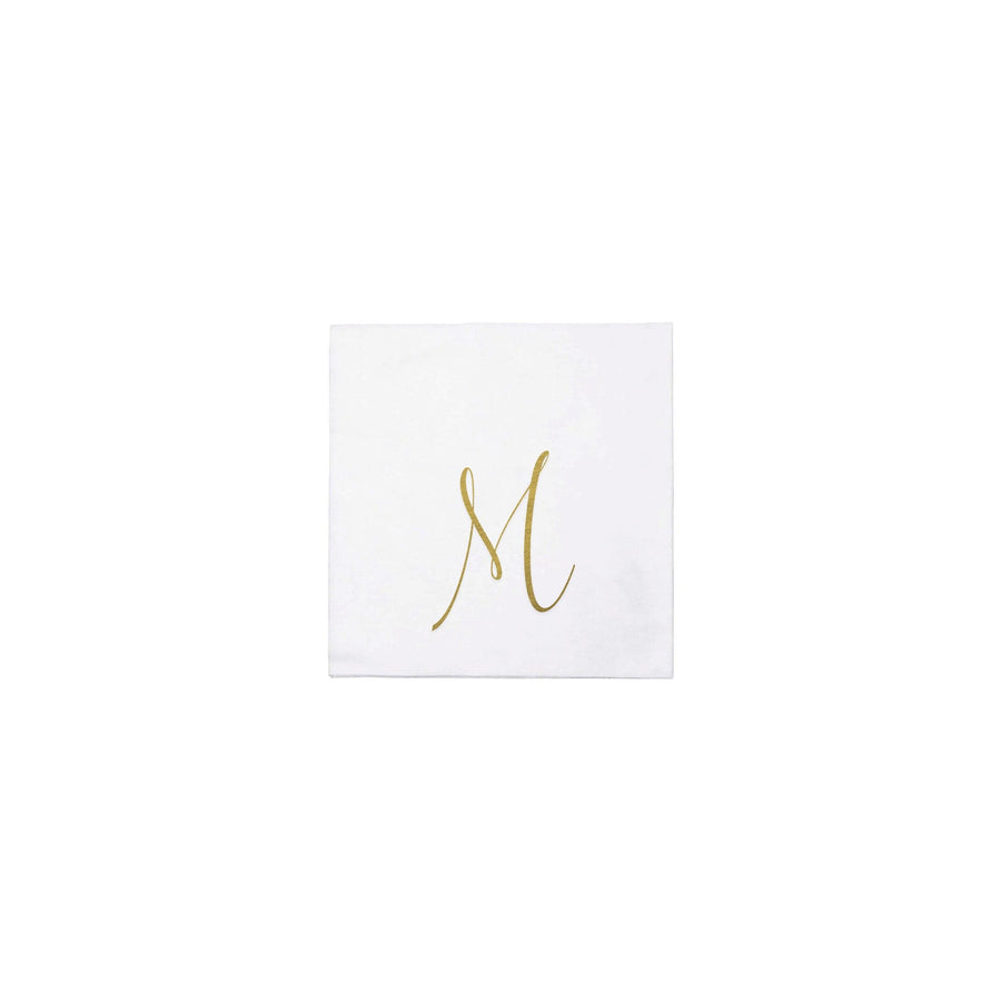 Papersoft Napkins Gold Monogram Cocktail Napkins - M (Pack of 20)